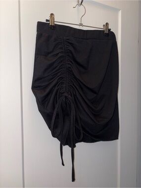ROMWE Black Ruched Drawstring Mini Skirt